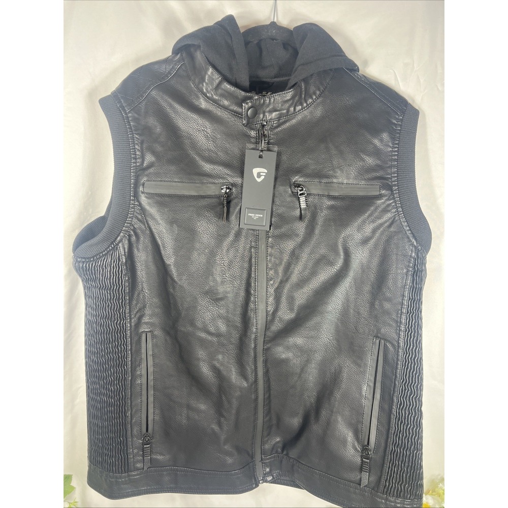 Fried Denim Men's Lightly Padded Black Zip‎ Up Vest With Accents- Size XL